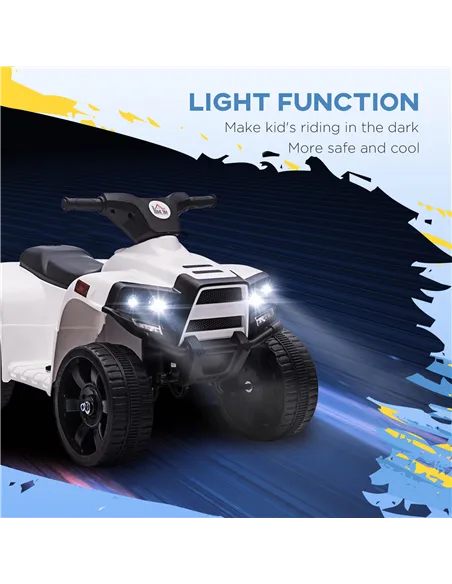 HOMCOM 6V Kids Electric Ride on Car, ATV Toy, Quad Bike with Headlights, Horn, for Toddlers 18-36 Months White