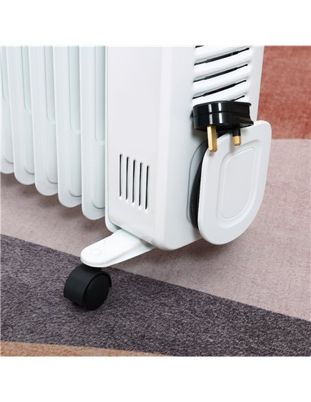 HOMCOM 2500W Digital Display Oil Filled Radiator, 11 Fin Portable Electric Heater with Timer, Adjustable Thermostat, Three Heat 