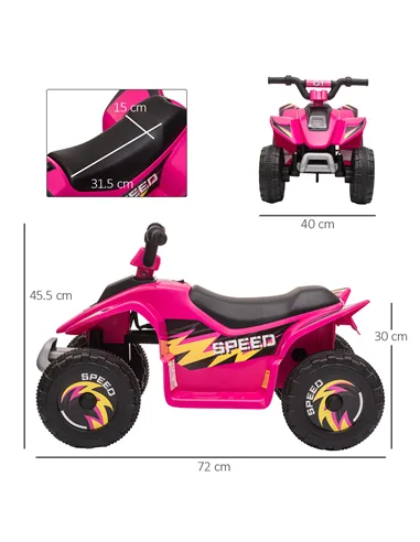 HOMCOM 6V Kids Electric Ride on Car ATV Toy Quad Bike Four Big Wheels w/ Forward Reverse Functions Toddlers for 18-36 Months Old
