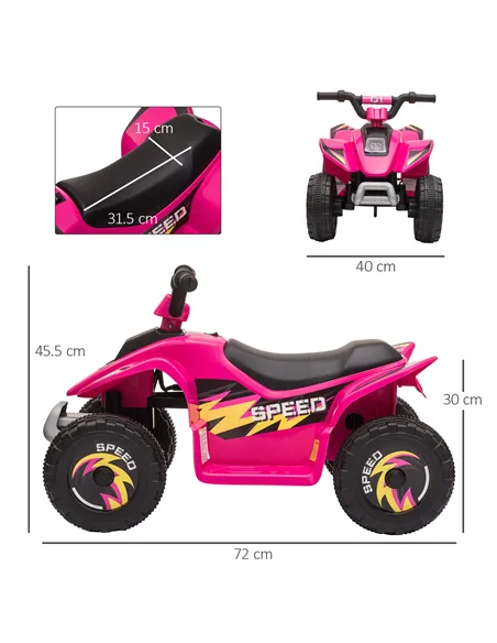 HOMCOM 6V Kids Electric Ride on Car ATV Toy Quad Bike Four Big Wheels w/ Forward Reverse Functions Toddlers for 18-36 Months Old