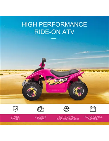 HOMCOM 6V Kids Electric Ride on Car ATV Toy Quad Bike Four Big Wheels w/ Forward Reverse Functions Toddlers for 18-36 Months Old