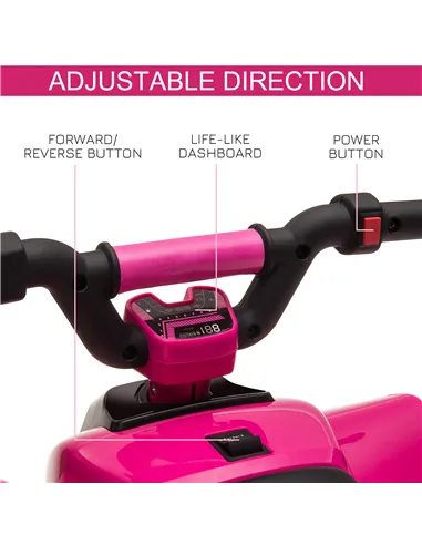 HOMCOM 6V Kids Electric Ride on Car ATV Toy Quad Bike Four Big Wheels w/ Forward Reverse Functions Toddlers for 18-36 Months Old