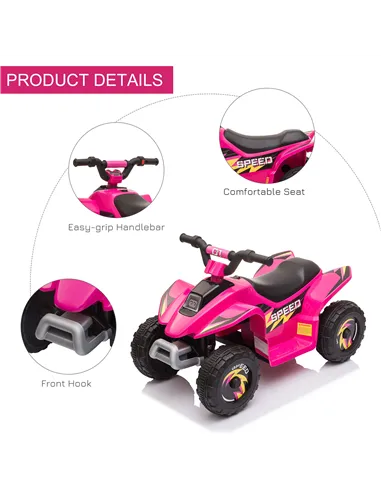 HOMCOM 6V Kids Electric Ride on Car ATV Toy Quad Bike Four Big Wheels w/ Forward Reverse Functions Toddlers for 18-36 Months Old
