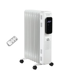 HOMCOM 2000W Oil Filled Radiator, 9 Fin Portable Electric Heater with LED Display, 24H Timer, 3 Heat Settings, Adjustable Thermo