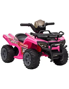 HOMCOM 6V Kids Electric Ride on Car Toddlers Quad Bike All Terrain Vehicle Toy With Music for 18-36 months Pink