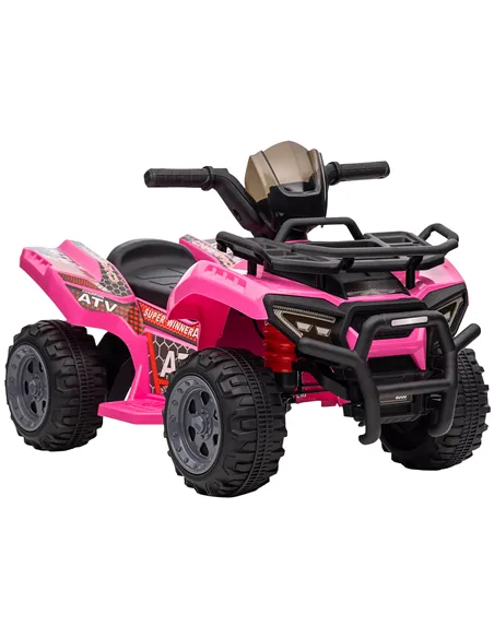 HOMCOM 6V Kids Electric Ride on Car Toddlers Quad Bike All Terrain Vehicle Toy With Music for 18-36 months Pink