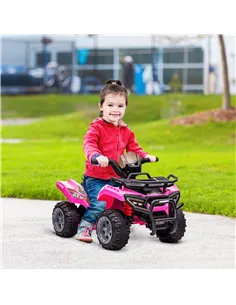 HOMCOM 6V Kids Electric Ride on Car Toddlers Quad Bike All Terrain Vehicle Toy With Music for 18-36 months Pink 2