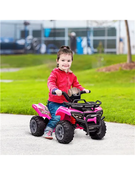 HOMCOM 6V Kids Electric Ride on Car Toddlers Quad Bike All Terrain Vehicle Toy With Music for 18-36 months Pink