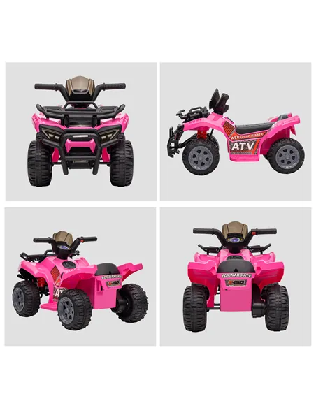 HOMCOM 6V Kids Electric Ride on Car Toddlers Quad Bike All Terrain Vehicle Toy With Music for 18-36 months Pink