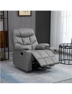 HOMCOM Thick Padded Faux Leather Recliner Armchair - Light Grey 2