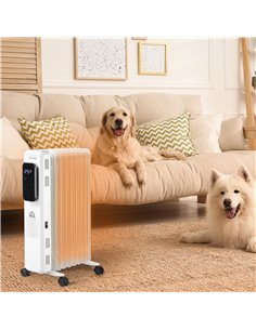 HOMCOM 2000W Oil Filled Radiator, 9 Fin Portable Electric Heater with LED Display, 24H Timer, 3 Heat Settings, Adjustable Thermo 2