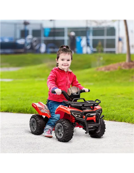 HOMCOM 6V Kids Electric Ride on Car Toddlers Quad Bike All Terrain Vehicle Toy With Music for 18-36 months Red