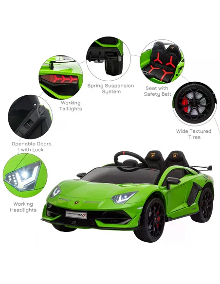 HOMCOM Lamborghini SVJ 12V Kids Electric Ride On Car Sport Racing Toy RC for 3-8 Yrs