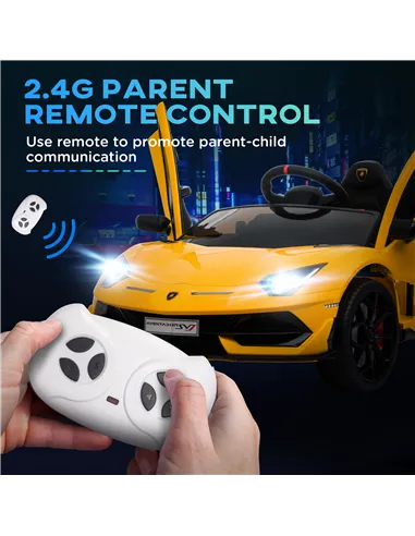 HOMCOM Lamborghini Aventador Licensed 12V Kids Electric Ride On Car Racing Car Toy with Parental Remote Control Battery-powered 