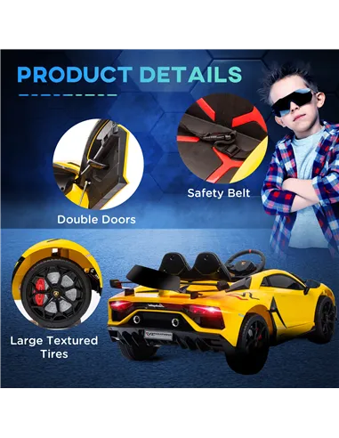 HOMCOM Lamborghini Aventador Licensed 12V Kids Electric Ride On Car Racing Car Toy with Parental Remote Control Battery-powered 