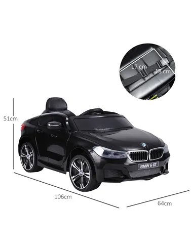 HOMCOM Kids Electric Ride On Car 6V Licensed BMW 6GT W/ Remote-Black