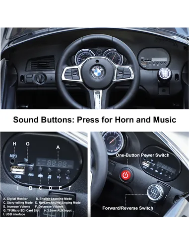 HOMCOM Kids Electric Ride On Car 6V Licensed BMW 6GT W/ Remote-Black