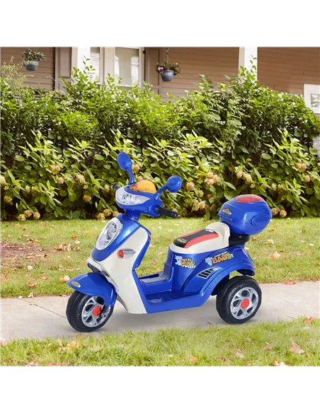 HOMCOM Kids Electric Ride On Toy Car 6V Electric Motorbike with Chargeable Battery Headlight and Music for 3-5 Years - Blue