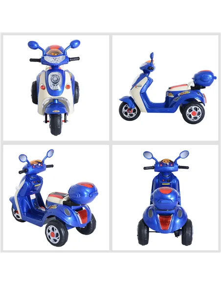 HOMCOM Kids Electric Ride On Toy Car 6V Electric Motorbike with Chargeable Battery Headlight and Music for 3-5 Years - Blue