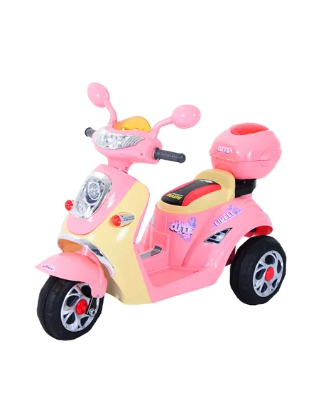 HOMCOM Kids Electric Ride On Toy Car 6V Electric Motorbike with Chargeable Battery Headlight and Music for 3-5 Years - Pink