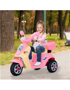 HOMCOM Kids Electric Ride On Toy Car 6V Electric Motorbike with Chargeable Battery Headlight and Music for 3-5 Years - Pink 2