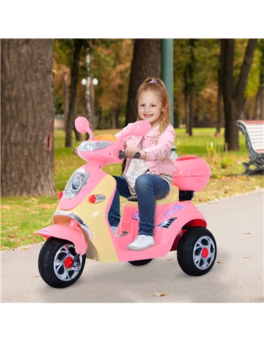 HOMCOM Kids Electric Ride On Toy Car 6V Electric Motorbike with Chargeable Battery Headlight and Music for 3-5 Years - Pink