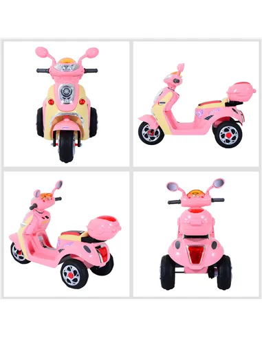 HOMCOM Kids Electric Ride On Toy Car 6V Electric Motorbike with Chargeable Battery Headlight and Music for 3-5 Years - Pink
