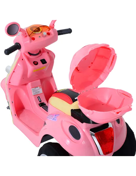 HOMCOM Kids Electric Ride On Toy Car 6V Electric Motorbike with Chargeable Battery Headlight and Music for 3-5 Years - Pink
