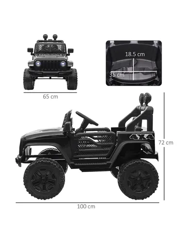 HOMCOM Kids Electric Ride On Car 12V Off Road Toy with Parental Remote Control 2 Motors Horn Lights Suspension Wheels for 3-6 Ye