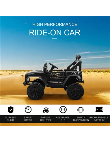 HOMCOM Kids Electric Ride On Car 12V Off Road Toy with Parental Remote Control 2 Motors Horn Lights Suspension Wheels for 3-6 Ye
