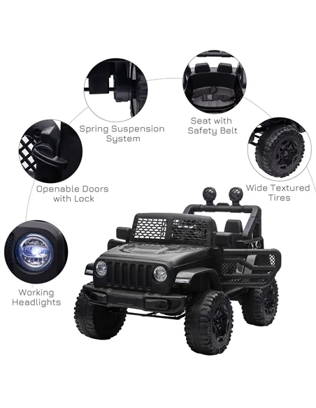 HOMCOM Kids Electric Ride On Car 12V Off Road Toy with Parental Remote Control 2 Motors Horn Lights Suspension Wheels for 3-6 Ye