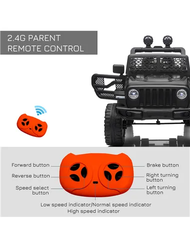HOMCOM Kids Electric Ride On Car 12V Off Road Toy with Parental Remote Control 2 Motors Horn Lights Suspension Wheels for 3-6 Ye