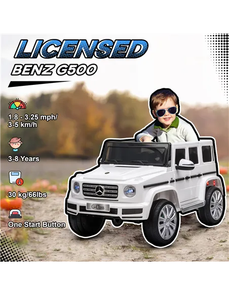 HOMCOM Mercedes Benz G500 Licensed 12V Kids Electric Ride On Car  Toy with Parental Remote Control Battery-powered 2 Motors Musi