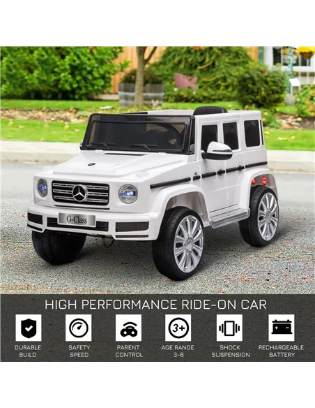 HOMCOM Mercedes Benz G500 Licensed 12V Kids Electric Ride On Car  Toy with Parental Remote Control Battery-powered 2 Motors Musi