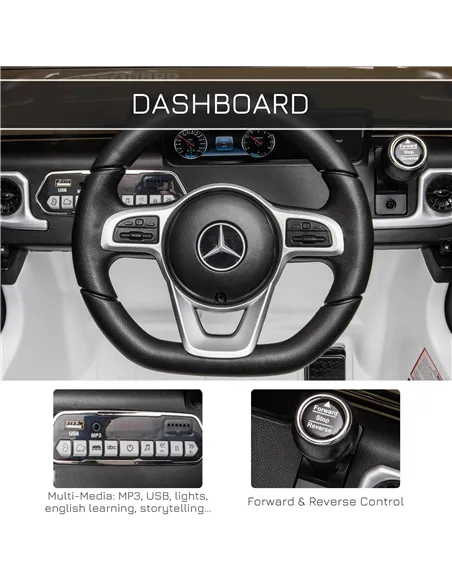 HOMCOM Mercedes Benz G500 Licensed 12V Kids Electric Ride On Car  Toy with Parental Remote Control Battery-powered 2 Motors Musi