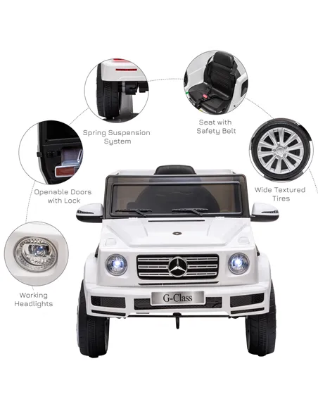 HOMCOM Mercedes Benz G500 Licensed 12V Kids Electric Ride On Car  Toy with Parental Remote Control Battery-powered 2 Motors Musi