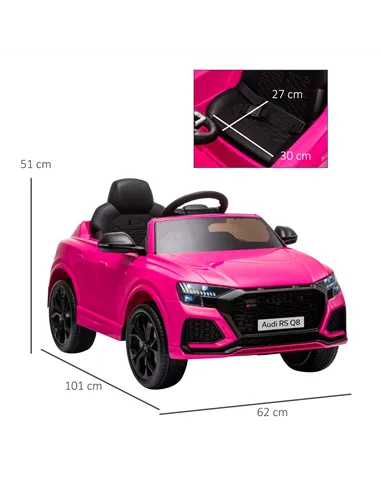 HOMCOM Audi RS Q8 6V Kids Electric Ride On Car Toy w/ Remote USB MP3 Bluetooth Pink