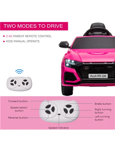 HOMCOM Audi RS Q8 6V Kids Electric Ride On Car Toy w/ Remote USB MP3 Bluetooth Pink