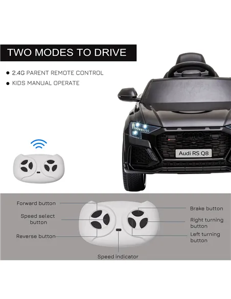 HOMCOM Licensed Audi RS Q8 Electric Ride On Car, with Remote Control, Black