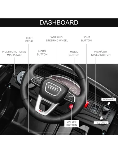 HOMCOM Licensed Audi RS Q8 Electric Ride On Car, with Remote Control, Black