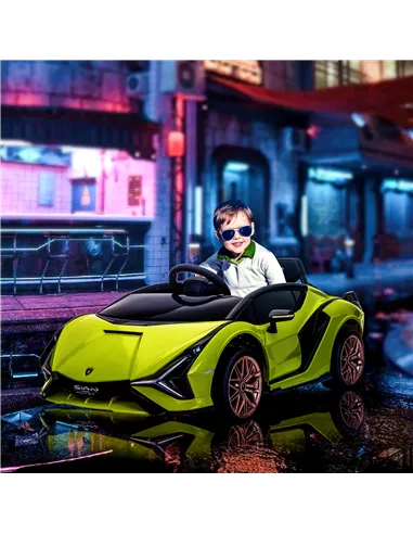 HOMCOM Lamborghini Sian Licensed 12V Kids Electric Ride On Car 2 Motors Toy Car with Remote Control Music Lights MP3 for 3-5 Yea
