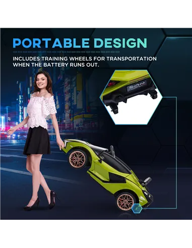 HOMCOM Lamborghini Sian Licensed 12V Kids Electric Ride On Car 2 Motors Toy Car with Remote Control Music Lights MP3 for 3-5 Yea