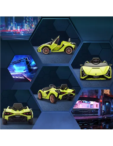 HOMCOM Lamborghini Sian Licensed 12V Kids Electric Ride On Car 2 Motors Toy Car with Remote Control Music Lights MP3 for 3-5 Yea
