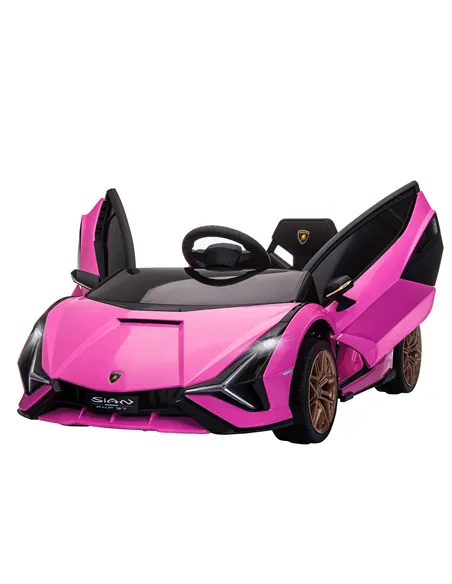 HOMCOM Lamborghini Sian Licensed 12V Kids Electric Ride On Car 2 Motors Toy Car with Remote Control Music Lights MP3 for 3-5 Yea
