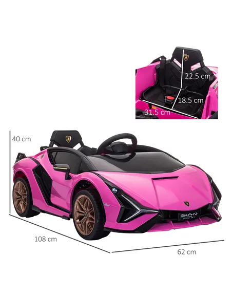 HOMCOM Lamborghini Sian Licensed 12V Kids Electric Ride On Car 2 Motors Toy Car with Remote Control Music Lights MP3 for 3-5 Yea