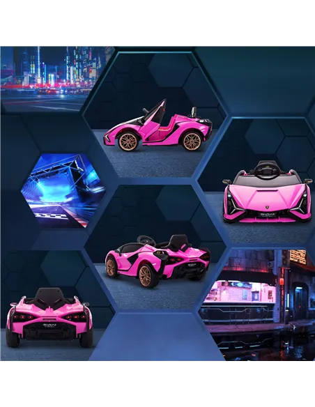 HOMCOM Lamborghini Sian Licensed 12V Kids Electric Ride On Car 2 Motors Toy Car with Remote Control Music Lights MP3 for 3-5 Yea