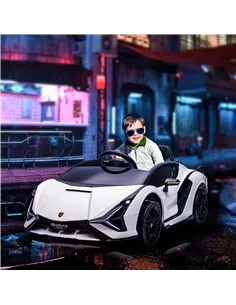 HOMCOM Lamborghini Sian Licensed 12V Kids Electric Ride On Car 2 Motors Toy Car with Remote Control Music Lights MP3 for 3-5 Yea 2