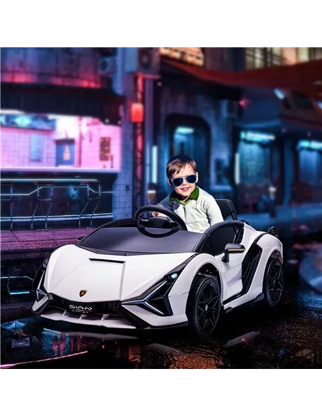 HOMCOM Lamborghini Sian Licensed 12V Kids Electric Ride On Car 2 Motors Toy Car with Remote Control Music Lights MP3 for 3-5 Yea
