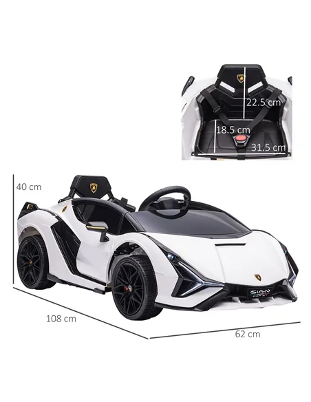 HOMCOM Lamborghini Sian Licensed 12V Kids Electric Ride On Car 2 Motors Toy Car with Remote Control Music Lights MP3 for 3-5 Yea