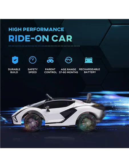 HOMCOM Lamborghini Sian Licensed 12V Kids Electric Ride On Car 2 Motors Toy Car with Remote Control Music Lights MP3 for 3-5 Yea